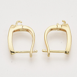 Real 18K Gold Plated Brass Micro Pave Cubic Zirconia Hoop Earring Findings with Latch Back Closure, Nickel Free, with Horizontal Loop, Real 18K Gold Plated, Horse Eye, 17.5x2.5x12.5mm, Hole: 1.5mm, Pin: 1mm