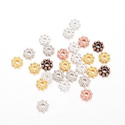 Couleur Mélangete Perles d'espacement de marguerite d'alliage, fleur, couleur mixte, 5x1.5mm, Trou: 1.8mm