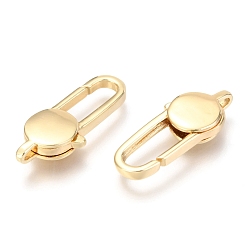 Real 18K Gold Plated Brass Lobster Claw Clasps, Oval, Real 18K Gold Plated, 25x10x4mm, Hole: 3x2mm