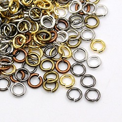 Mixed Color Open Jump Rings Iron Jump Rings, Mixed Color, 8x0.7mm, 21 Gauge, Inner Diameter: 6.6mm, about 4300pcs/500g
