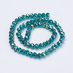 Couleur Mélangete Perles en verre electroplate, couleur mixte, de couleur plaquée ab , facettes rondelle, 8 mm de diamètre, épaisseur de 6mm, trou: 1mm, environ 68~70 pcs/chapelet