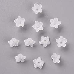 Clear Transparent Acrylic Beads, Flower, Frosted, Clear, 12x7mm, Hole: 1mm, about 4600pcs/500g