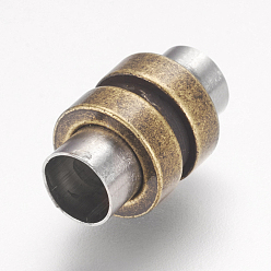 Couleur Mélangete 304 fermoirs magnétiques en acier inoxydable avec extrémités à coller, colonne, couleur mixte, 16x10mm, Trou: 6mm