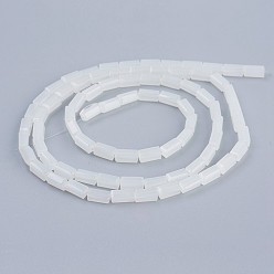 White Glass Beads Strands, Imitation Jade, Faceted, Cuboid, White, 6.5~7x3~3.5x3~3.5mm, Hole: 0.5mm, about 80pcs/strand, 20.6~22 inch(52.5~56cm)