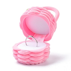 Pink Velvet Ring Boxes, with Plastic and Ribbon, Flower Basket, Pink, 5.8x6cm