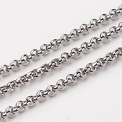 Stainless Steel Color 304 Stainless Steel Rolo Chains, Belcher Chain, Unwelded, Stainless Steel Color, 2x2mm