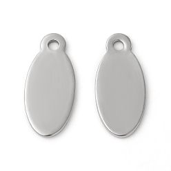 Stainless Steel Color 201 Stainless Steel Pendants, Oval, Stamping Blank Tag, Stainless Steel Color, 15.5x7x0.7mm, Hole: 1.4mm