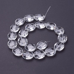 Clear Glass Bead Strands, Crystal Bead Strands, Faceted, Oval, Clear, 24x20x11mm, Hole: 1mm, 20pcs/strand, 19.2 inch