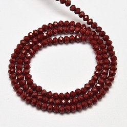 Rouge Perles de verre rondelle à facettes, rouge, 4x3mm, Trou: 1mm, Environ 125 pcs/chapelet, 14.9 pouce
