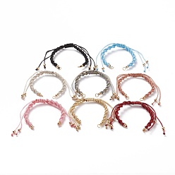 Mixed Color Adjustable Polyester Braided Cord Bracelet Making, with Brass Beads and 304 Stainless Steel Jump Rings, Golden, Mixed Color, Single Chain Length: about 5-1/2 inch(14cm)