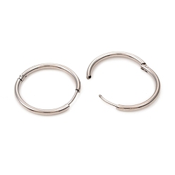 Stainless Steel Color 201 Stainless Steel Huggie Hoop Earrings, with 316 Surgical Stainless Steel Pins, Ring, Stainless Steel Color, 24.5x2mm, Pin: 1mm