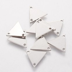 Stainless Steel Color 201 Stainless Steel Charms, Laser Cut, Triangle, Stainless Steel Color, 11x12x1mm, Hole: 1mm