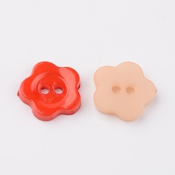 Mixed Color Beautiful Flower Buttons, Resin Button
, Mixed Color, about 12mm in diameter, hole: 1.5mm, about 1000pcs/bag