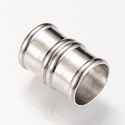 Platinum Brass Magnetic Clasps with Glue-in Ends, Column, Platinum, 20x14x14mm, Half Hole: 12mm