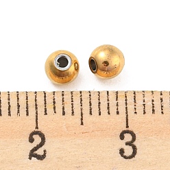 Real 18K Gold Plated 304 Stainless Steel Spacer Beads, Round, Real 18K Gold Plated, 4x3.5mm, Hole: 1.2mm