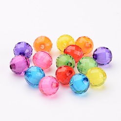 Mixed Color Transparent Acrylic Beads, Bead in Bead, Faceted, Round, Mixed Color, 12mm, Hole: 2mm, about 580pcs/500g