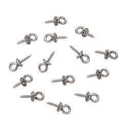 Stainless Steel Color 304 Stainless Steel Screw Eye Pin Peg Bails, For Half Drilled Beads, Stainless Steel Color, 10.5x4mm, Hole: 2mm, Pin: 1.5mm