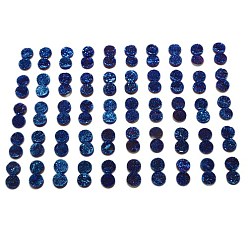 Blue Electroplate Natural Druzy Crystal Cabochons, Flat Round, Dyed, Blue, 12x3~6mm