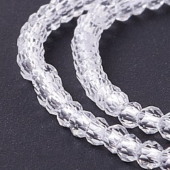 Clair Chapelets de perles en verre transparentes  , facette, ronde, clair, 2mm, Trou: 0.6mm, Environ 182~201 pcs/chapelet, 14.57~15.24 pouce ((37~38.7 cm)