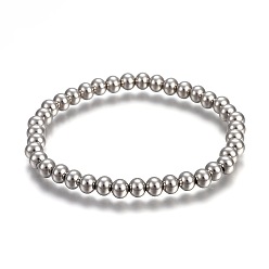 Stainless Steel Color 201 Stainless Steel Stretch Bracelets, Round, Stainless Steel Color, 2-1/4 inch(5.6cm)