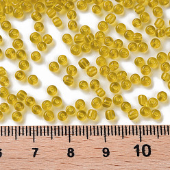 Желтый Бисер из стекла , прозрачный, круглые, желтые, 8/0, 3 мм, Отверстие: 1 мм, о 10000 бисер / фунт