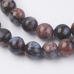 Glaucophane Natural Glaucophane Beads Strands, Round, 8mm, Hole: 1mm, about 50pcs/strand, 15.3 inch(39cm)