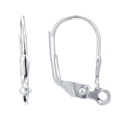 Silver 925 Sterling Silver Leverback Hoop Earrings, Silver, 16x9.5x1.5mm, Hole: 1mm, Pin: 0.8mm