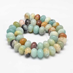 Flower Amazonite Rondelle Natural Flower Amazonite Beads Strands, 8x5mm, Hole: 1mm, about 79pcs/strand, 15.5 inch