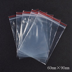 Red Plastic Zip Lock Bags, Resealable Packaging Bags, Top Seal, Self Seal Bag, Rectangle, Red, 9x6cm, Unilateral Thickness: 1.3 Mil(0.035mm)