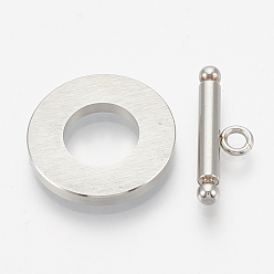 Gray 201 Stainless Steel Toggle Clasps, with Enamel, Ring, Gray, Ring: 19.5x2mm, Inner Diameter: 10mm, Bar: 21x7x3mm, Hole: 2mm