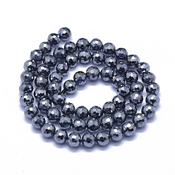 Terahertz Stone Terahertz Stone Beads Strands, Faceted, Round, 6mm, Hole: 0.8mm, about 65pcs/strand, 15.35 inch(39cm)