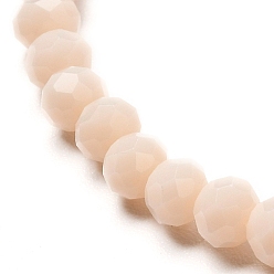 Antique White Faceted Glass Rondelle Beads Stretch Bracelet for Kid, Opaque Solid Color Glass Bracelet, Antique White, 4x3.5mm, Inner Diameter: 1-7/8 inch(4.8cm)
