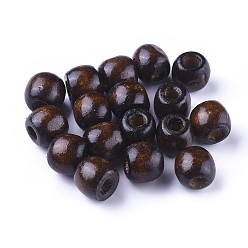 Brown Dyed Natural Maple Wood Beads, Barrel, Lead Free, Brown, 11x12mm, Hole: 3~5mm, about 1800pcs/1000g