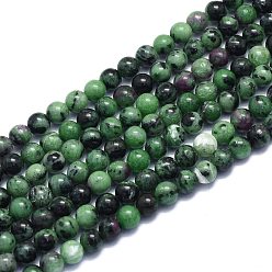 Ruby in Zoisite Natural Ruby in Zoisite Beads Strands, Round, 6~6.5mm, Hole: 0.8mm, about 60pcs/Strand, 14.96 inch(38cm)