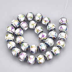 Coloré Perles en verre electroplate, rond avec motif Bouddha, colorées, 10mm, Trou: 1mm, Environ 30 pcs/chapelet, 11.41 pouce
