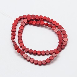 Dark Red Dyed Synthetical Turquoise Heart Bead Strand, Dark Red, 5x6x3mm, Hole: 1mm, about 79pcs/strand, 15.7 inch