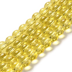 Goldenrod Drawbench Transparent Glass Beads Strands, Spray Painted, Round, Goldenrod, 8mm, Hole: 1.3~1.6mm, 31.4 inch
