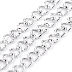 Stainless Steel Color 304 Stainless Steel Curb Chains, Twisted Chains, Soldered, Stainless Steel Color, 4x3x0.6mm
