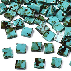 Средний Бирюзовый 2 бисер матовый стеклянный непрозрачный, , прямоугольные, средне бирюзовый, 5x4.5~5.5x2~2.5 мм, отверстие : 0.5~0.8 мм