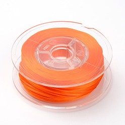 Dark Orange Japanese Eco-Friendly Dyed Flat Elastic Crystal String, Elastic Beading Thread, for Stretch Bracelet Making, Flat, Dark Orange, 0.6mm, about 60m/roll(65.62yards/roll)