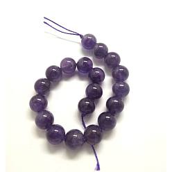 Amethyst Round Natural Amethyst Beads Strands, 10mm, Hole: 1mm, about 19pcs/strand, 8 inch