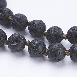 Lave Colliers de perles de pierre de lave naturelle, ronde, 36 pouce (91.44 cm)