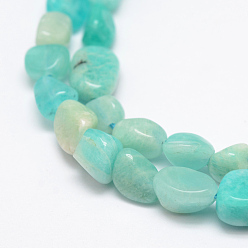 Amazonite Natural Amazonite Beads Strands, Tumbled Stone, Nuggets, 6~8x4~6mm, Hole: 1mm, 15.3 inch(39cm)