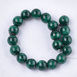 Malachite Malachite naturelles brins de perles, Grade a, ronde, 10mm, Trou: 1mm, Environ 18~20 pcs/chapelet, 7.4 pouce