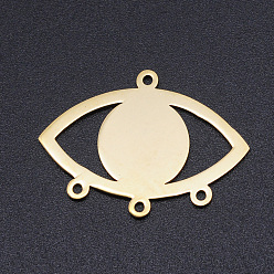 Doré  201 composant de lustre en acier inoxydable, Coupe au laser, oeil, or, 22.5x31.5x1mm, Trou: 1.5mm