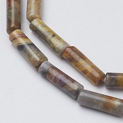Crazy Agate Natural Crazy Agate Bead Strands, Tube, 13~14x3.5~5mm, Hole: 1mm, about 29pcs/strand, 15.1~15.7 inch(385~400mm)