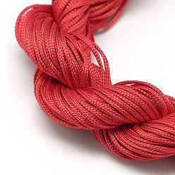 Red Braided Polyester Cords, Red, 1mm, about 28.43 yards(26m)/bundle, 10 bundles/bag