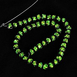 Lawn Green Glow in the Dark Luminous Style Handmade Silver Foil Glass Round Beads, Lawn Green, 8mm, Hole: 1mm