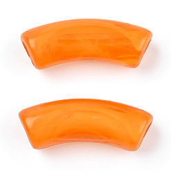 Dark Orange Acrylic Beads, Imitation Gemstone, Curved Tube, Dark Orange, 34.5x13x11mm, Hole: 3.5mm, about 155pcs/500g