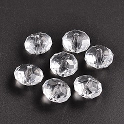 Clear Transparent Acrylic Beads, Rondelle, Clear, 20x14mm, Hole: 3mm, about 128pcs/500g